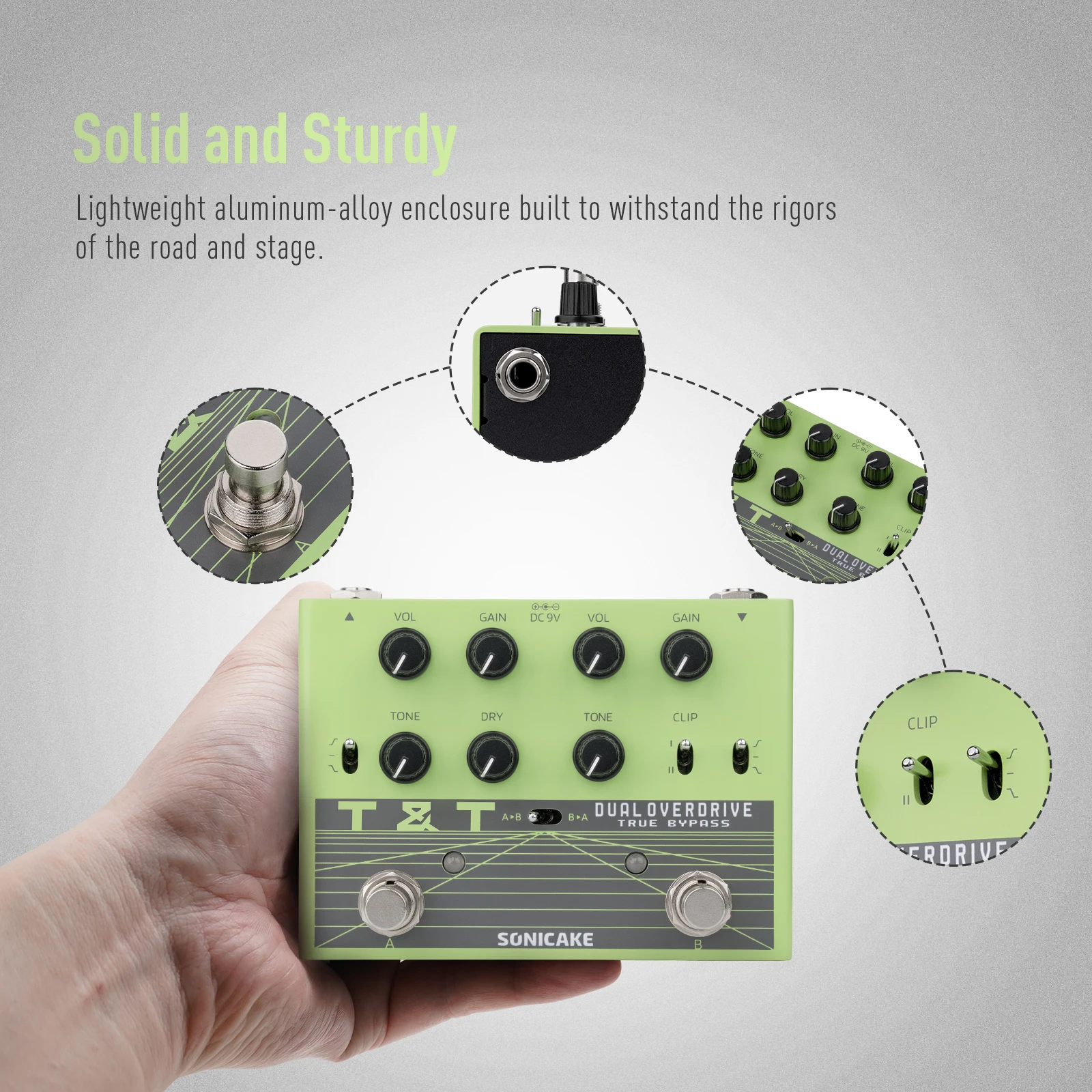 Conteúdo da embalagem do pedal SONICAKE T&T QDS-07