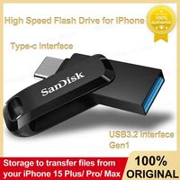 SanDisk Flash Drive Ultra Dual Drive Go Type-C and USB 3.2 Gen1 64GB 128GB 256GB 512GB OTG Pendrive for iPhone 15 Plus/ Pro/ Max