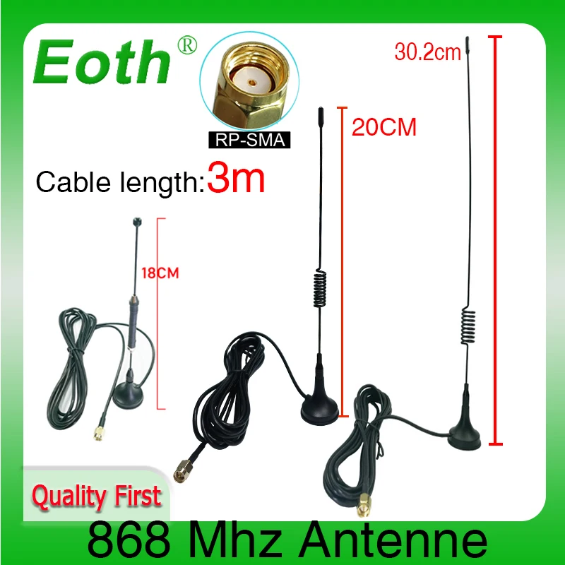 Eoth 868Mhz Antenna 900 1800 Mhz GSM 3G 5dbi SMA FEMale IOT 300cm Cable 868 915 mhz antena Sucker Antenne base magnetic antennas