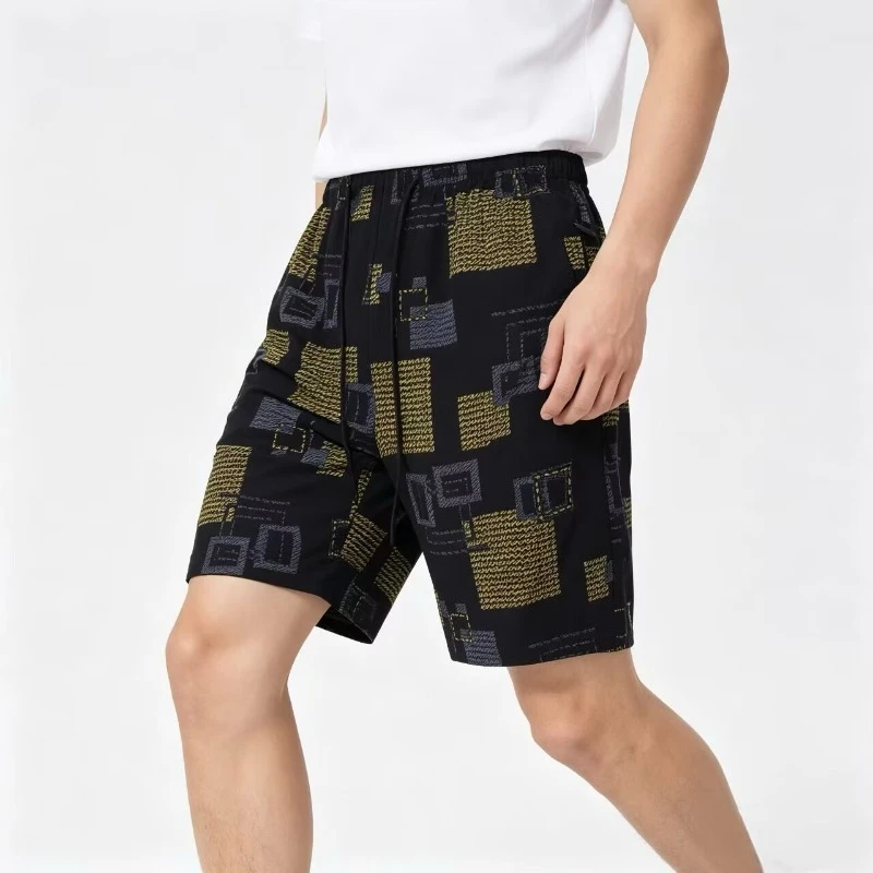 

Men's Ice Silk Quick Dry Shorts Summer Loose Fit Breathable Casual Beach Pants Thin Five Inch Trendy Sportswear