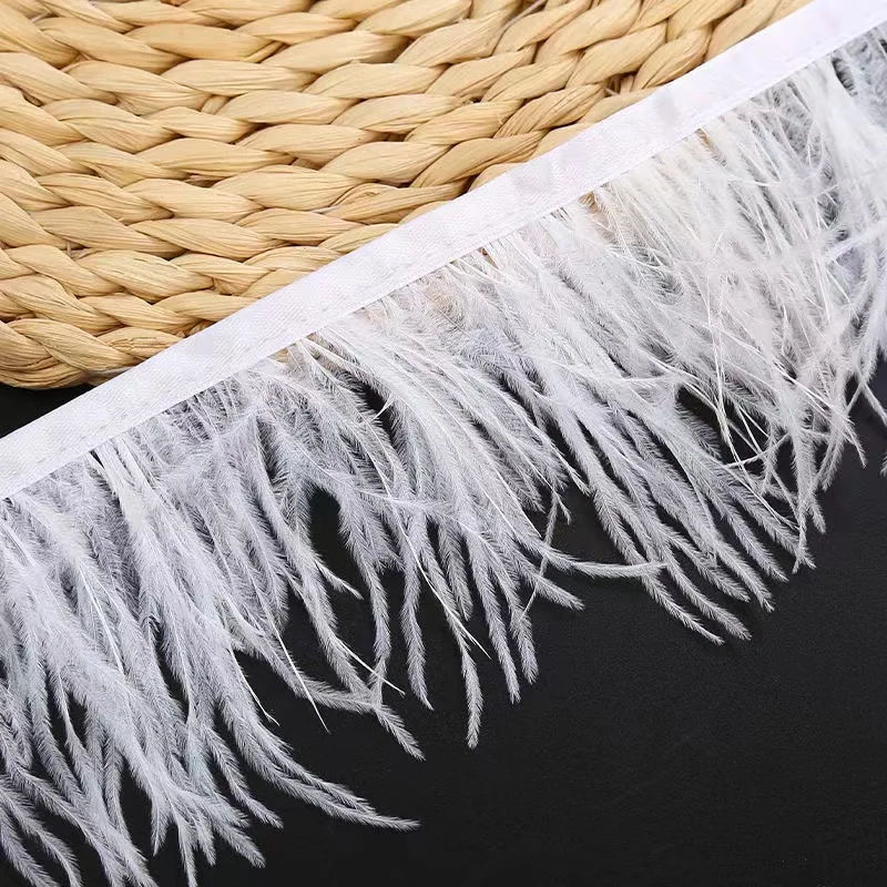 10Meter 10-15cm  White Fluffy Ostrich Feather Trims Ribbon Multicolor Plume for Sewing Feathers Crafts Dress Clothing Decoration