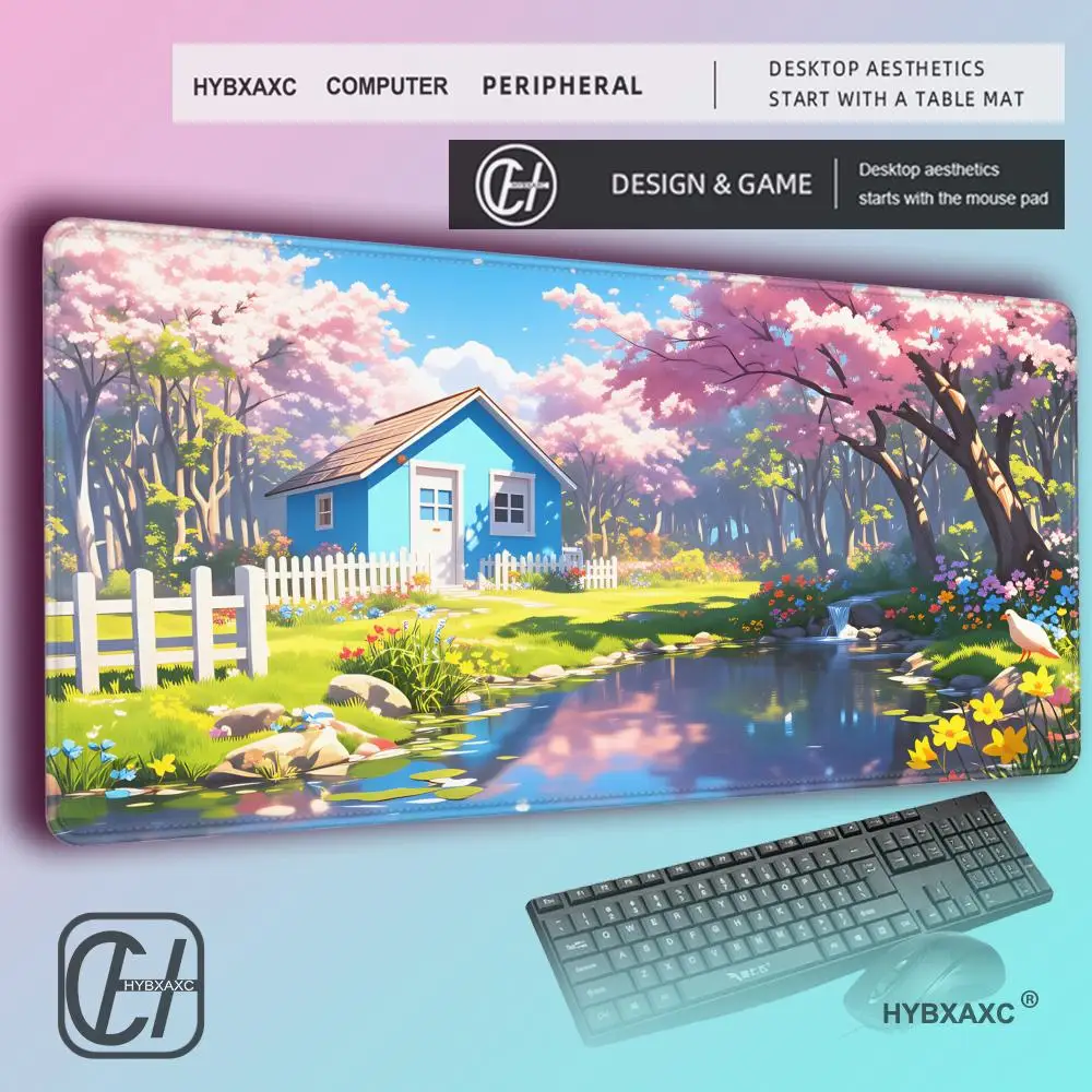 HBXAXC Japanese Street View Large Mouse Pad Anime Sunset Scenery Desk Mat for Gaming & Work