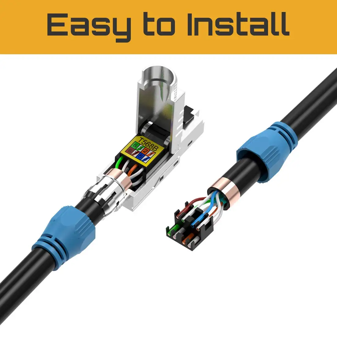 ZoeRax Cat6a Cat8 إيثرنت كابل موصل RJ45 المعادن أداة مجانية سهلة إنهاء التوصيل محمية الصلبة لان كابل 22AWG-24AWG -1 قطعة