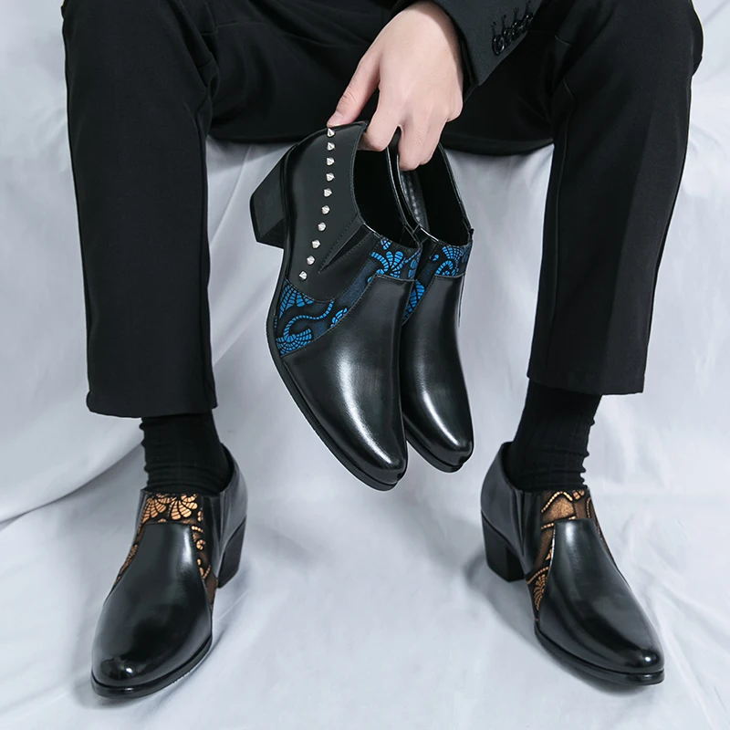 

Men Business Dress Shoes Casual Comfortable Breathable Height Increasing Fashionable Pointed Leather Shoes Banquet Shoes 38-46