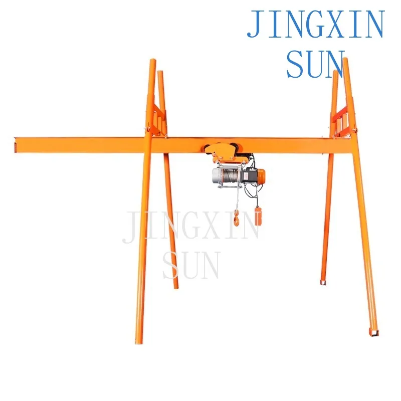 Outdoor straight sliding track roof crane household 220v electric lifting and feeding hoist construction site small hoisting