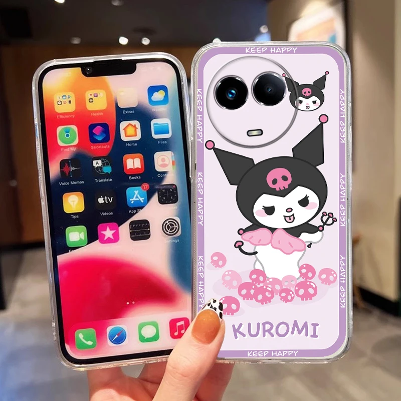 ل Realme 13 13 Pro 12x 12 Pro 11x 10 10 Pro Plus 5G 9 GT Neo2 GT Master C35 C55 C65 C67 Narzo 60x كارتون سانريو غطاء شفاف