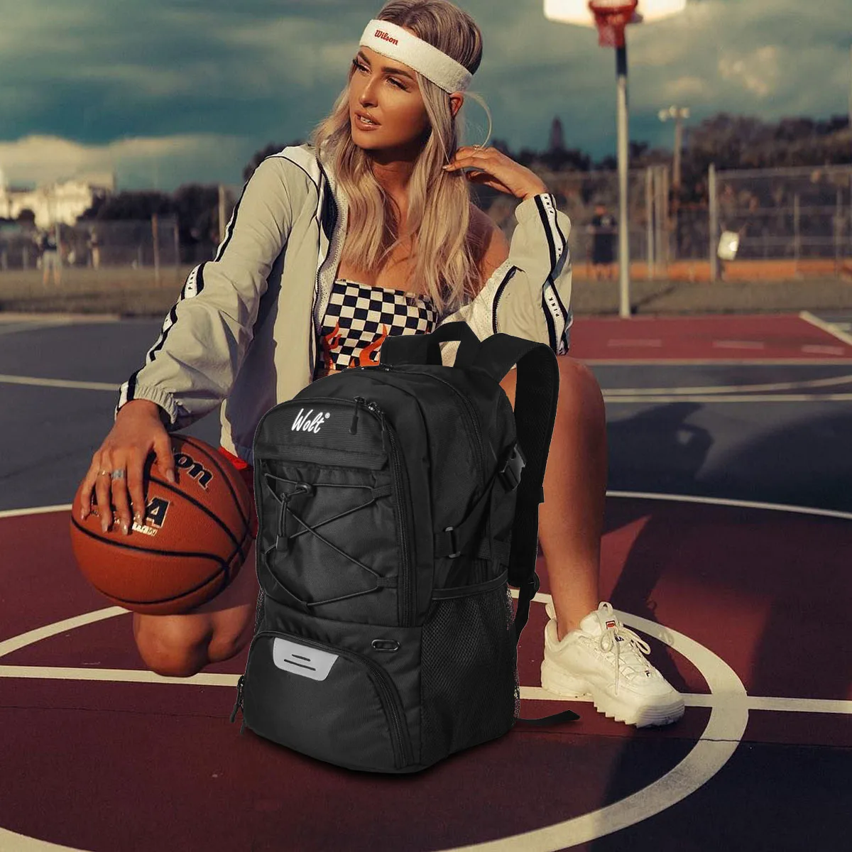 Wolt | Basketball Backpack Large Sports Bag with Separate Ball holder & Shoes compartment, Best for Basketball, Soccer, Voll