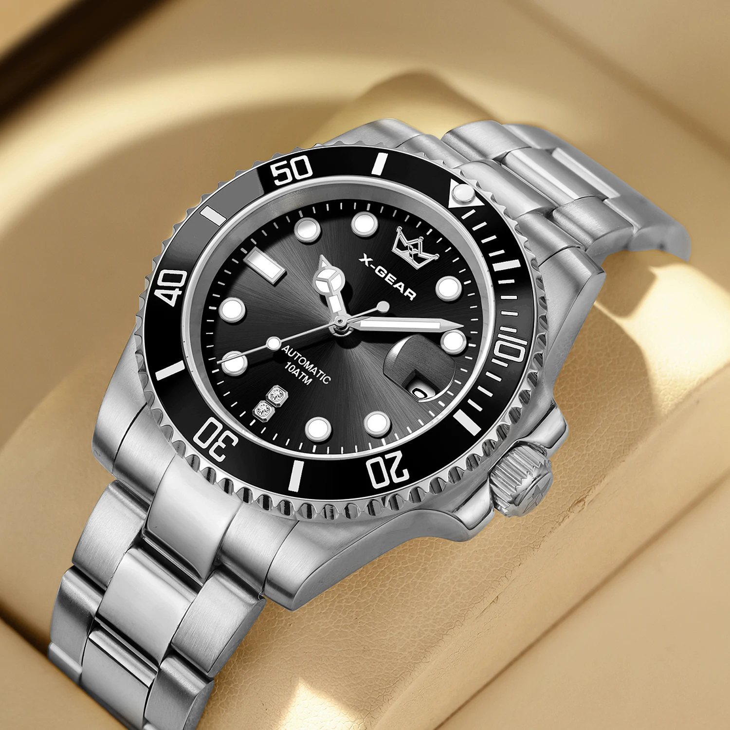 X-GEAR Luxury Men's Watch Sapphire Glass Stainless Steel Diving Machinery Watch Business Men's Automatic Watch