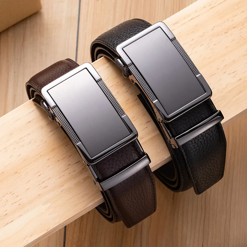 Genuine Leather Belt High Quality Men's Belts Automatic Alloy Buckle Luxury Business Waist Strap For Men Fashion Free Shipping