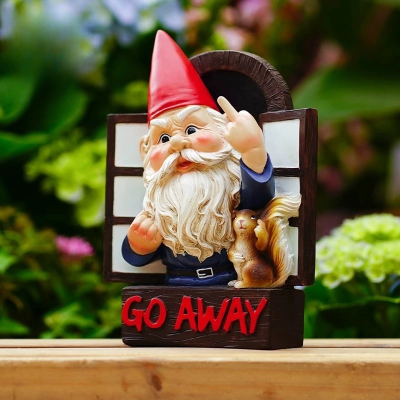 Cartoon Gnomes Statue Outdoor Garden Yard Decorations Cute Funny Dwarf Statue Middle Finger Gnome Creative Tree Hanging Ornament