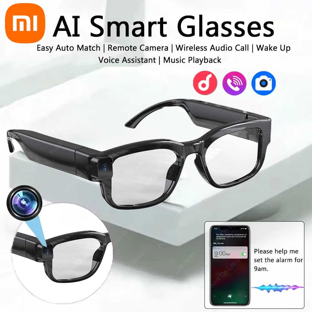 

Смарт-очки Xiaomi AI Translation, 200 Вт, Pixel HD, фото, видео, шумоподавление, распознавание искусственного интеллекта, умные очки с защитой от синего света, новинка