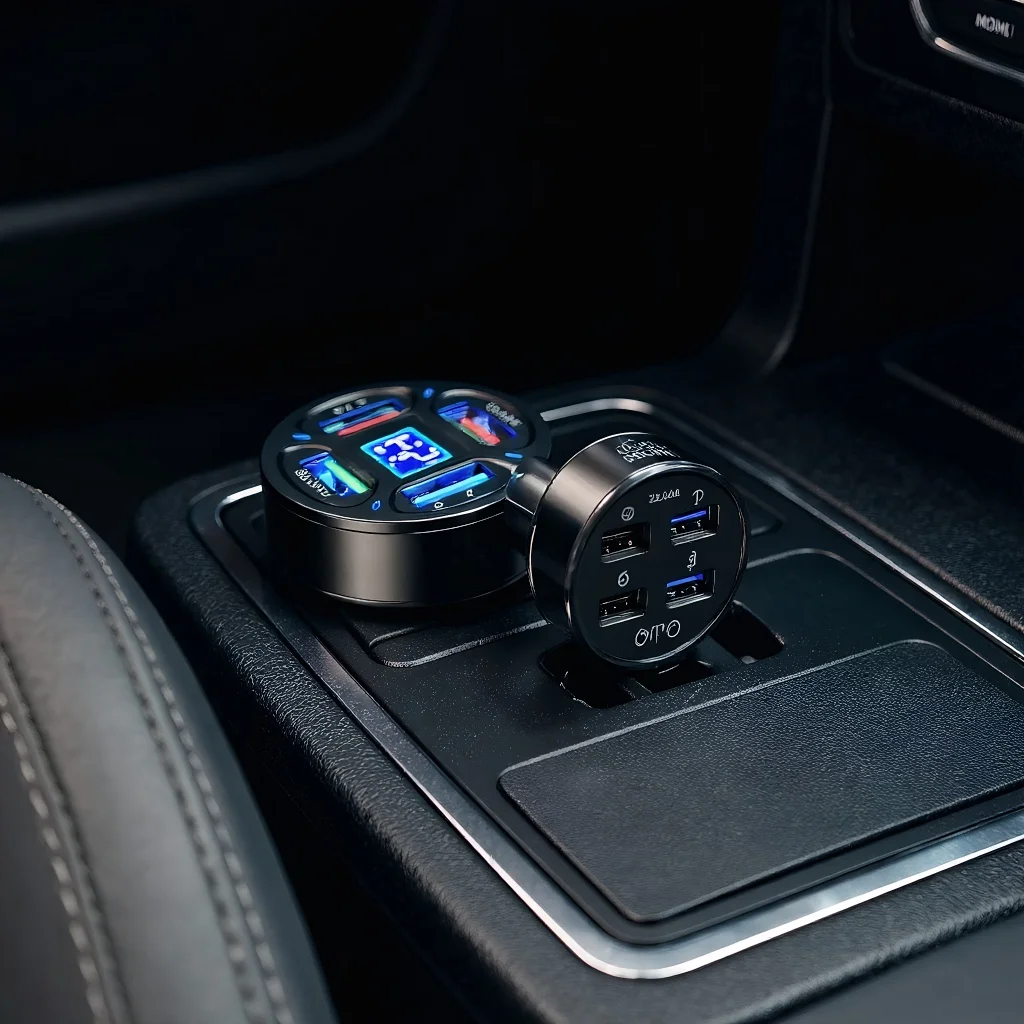 100W 4-Port Car Charger Adapter with QC3.0/PD Fast Charging, Compatible with iPhone, Samsung, Huawei, Xiaomi