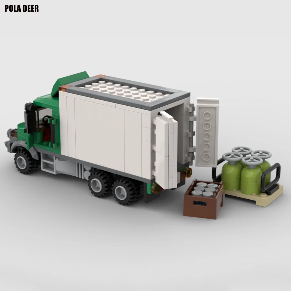 Poladeer-City Transport Cargo Box, Caminhão Pesado, Brinquedo do Bloco de Construção de Partículas Pequenas, Modelo Puzzle, Presente Criativo, Ornamentos, 213 Pcs