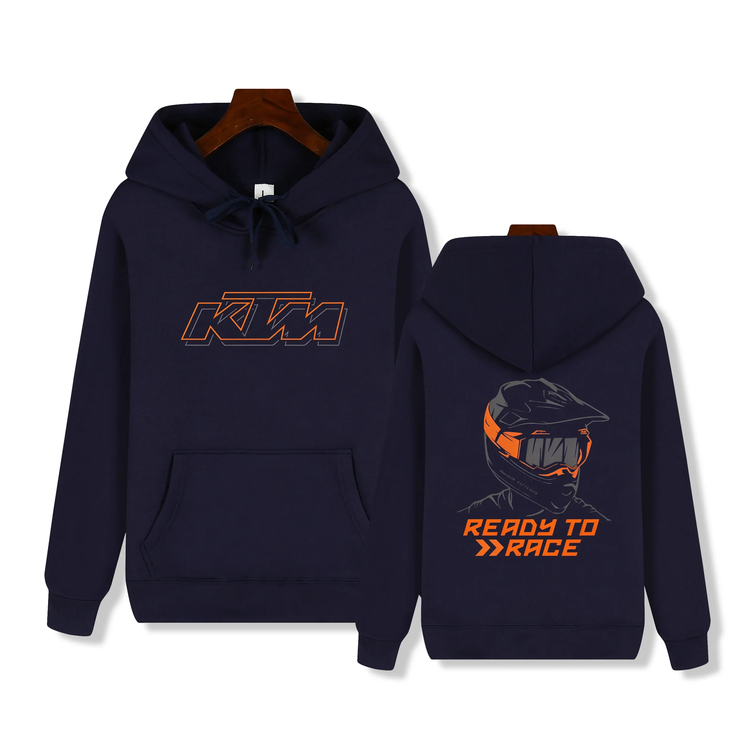 Sudadera con Capucha Oversize KTM Ready To Race con Gráficos Delanteros y Traseros para Hombre, Motocross, Offroad, Deportiva, de Forro Polar