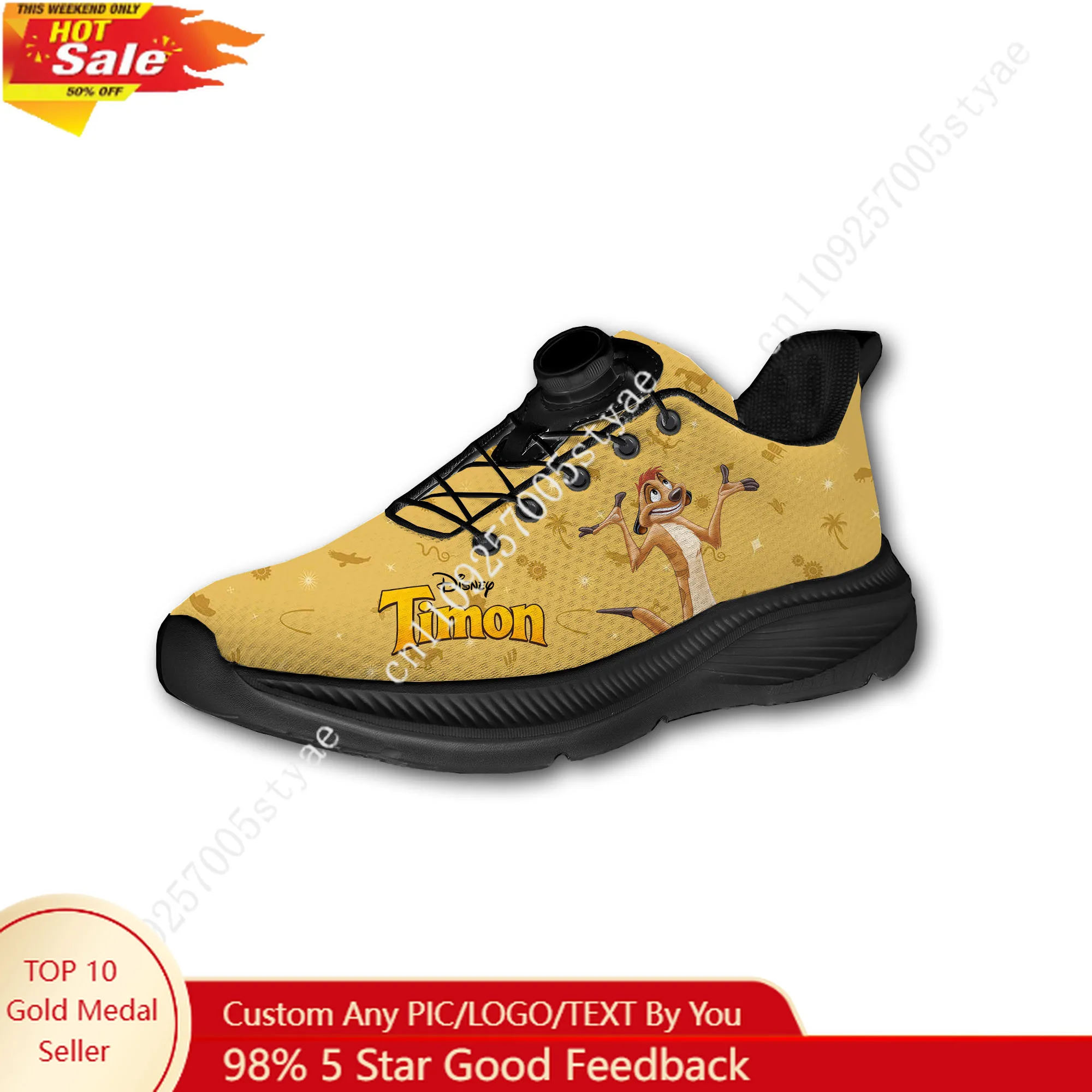 

Timon Sport Shoes Custom Men Woman Rotating Button No Tie Shoes Design Photo Logo Text Soft Sneakers Unisex Holiday Gifts