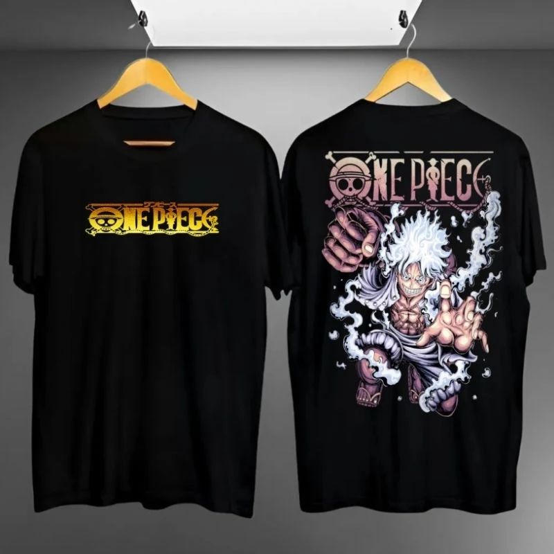 بانداي حقيقية 2026 جديد اليابان الرسوم المتحركة 5th شكل لوفي مطبوعة كبيرة الحجم الرجال الجولة الرقبة بلوزة فضفاضة عادية كم قصير #3