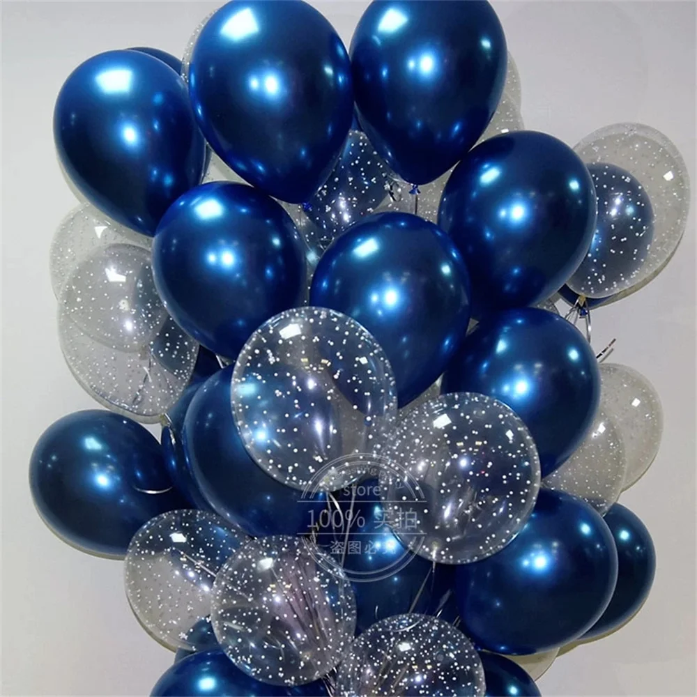 20pcs 5/10/12inch Luminous Blue Latex Balloons Dark Blue Helium Air Balloon Birthday Wedding Decoration Party Balloon Supplies