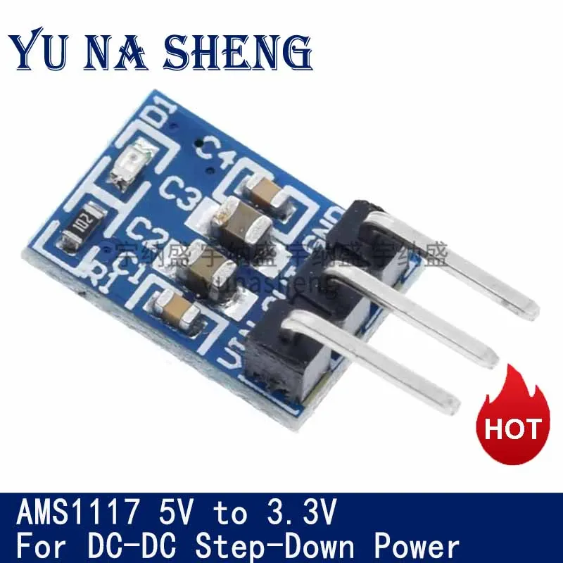 5-10pcs 5V To 3.3V DC-DC Step Down Power Supply Buck Module AMS1117 800MA Automatic Adjustable Boost Board Start Limit Voltage