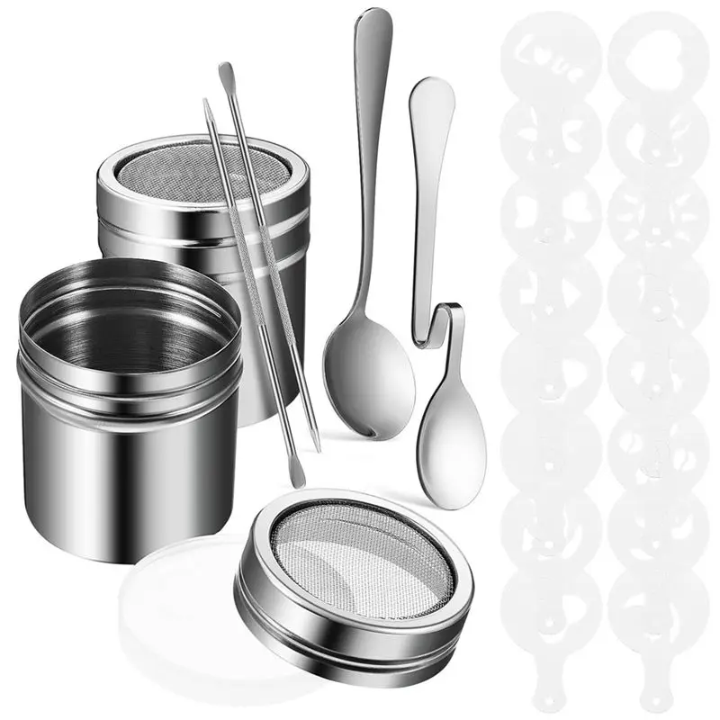 22PCS Reusable Coffee Decorating Stencils Coffee Carving Pen Portable Latte Art Pen Coffee Mold Tool Spoon Coffee Needle-A68E
