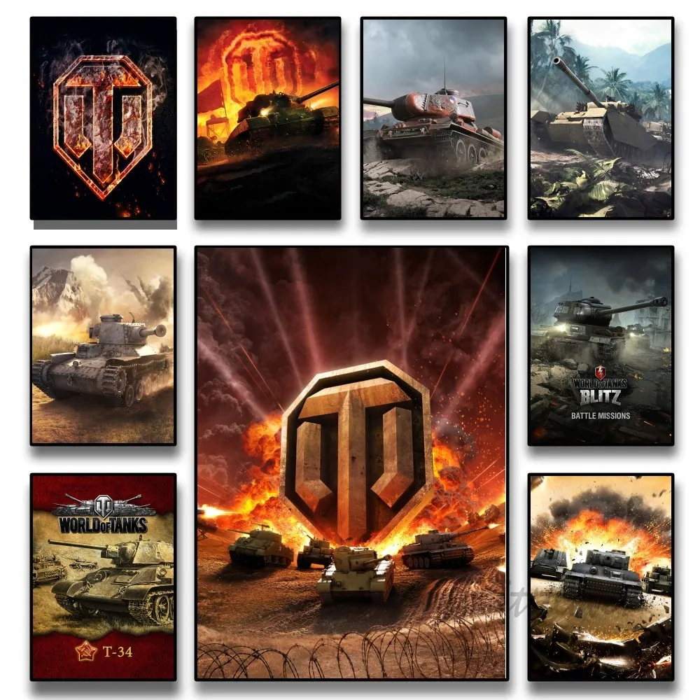 Game Poster Paper Print Home Living Room Bedroom Entrance Bar Restaurant Cafe Art W-World Of Tanks Painting Decoration