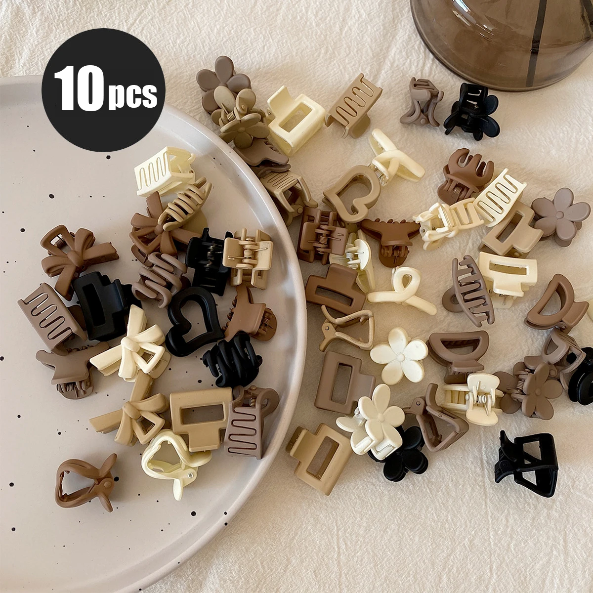 10/20 Pcs Mini Hair Claw Clips Set for Flyaways & Baby Hairs Brown Mixed Hair Barrettes Invisible Front Bangs Clips Girls Hair