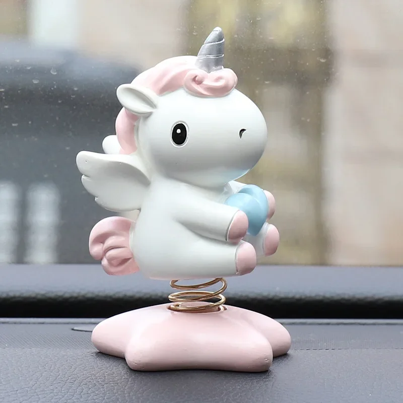 Unicorn resin spring car ornament lovely Unicorn car ornament  car decoration  anime car decor