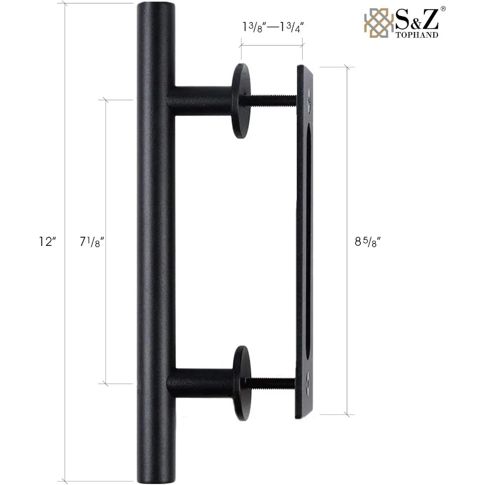 Porte de grange noueuse britannique en MDF gris foncé 36 x 84 avec kit de quincaillerie de 6,6 pieds pour l'assemblage de porte coulissante