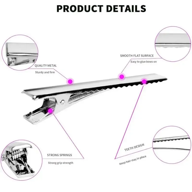 100-25Pcs 29-97mm Flat Metal Single Prong Alligator Hairpin Clip Base for DIY Hair Clips Jewelry Making Accessories