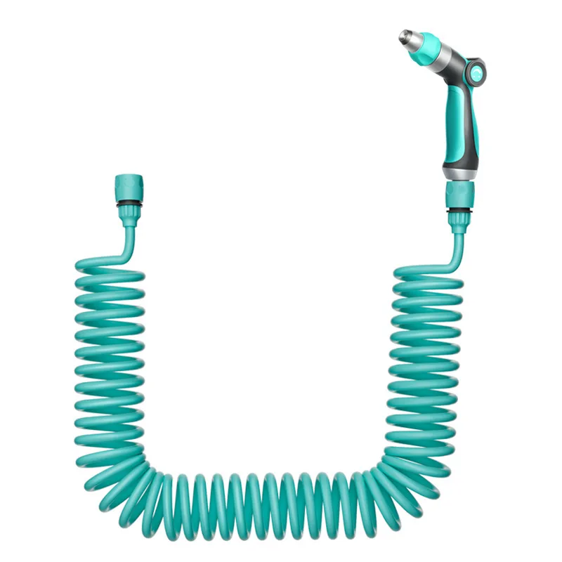 

Household spring telescopic water pipe hose high pressure water gun connected to tap water faucet spray gun watering flowers