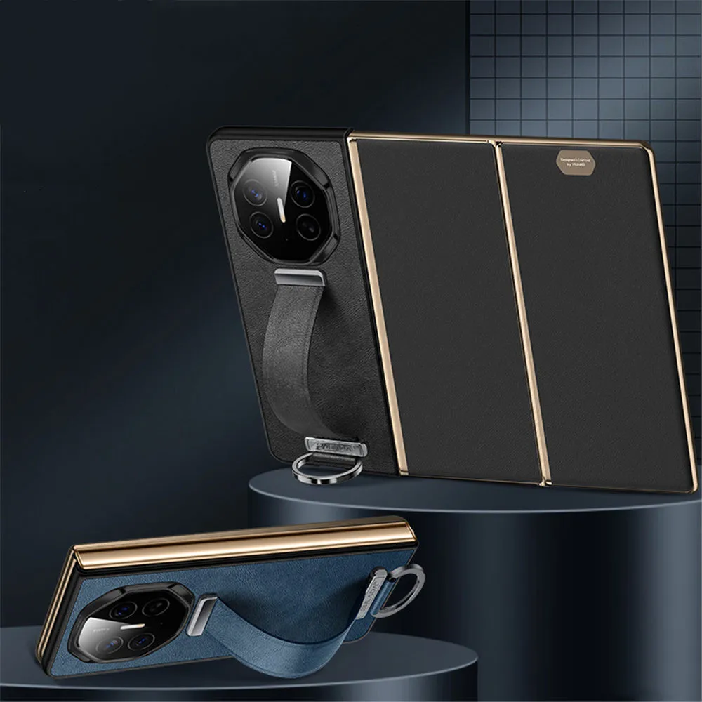 

Premium PU Leather Slim Case For Huawei Mate XT Wristband Grip Ring Holder Cover