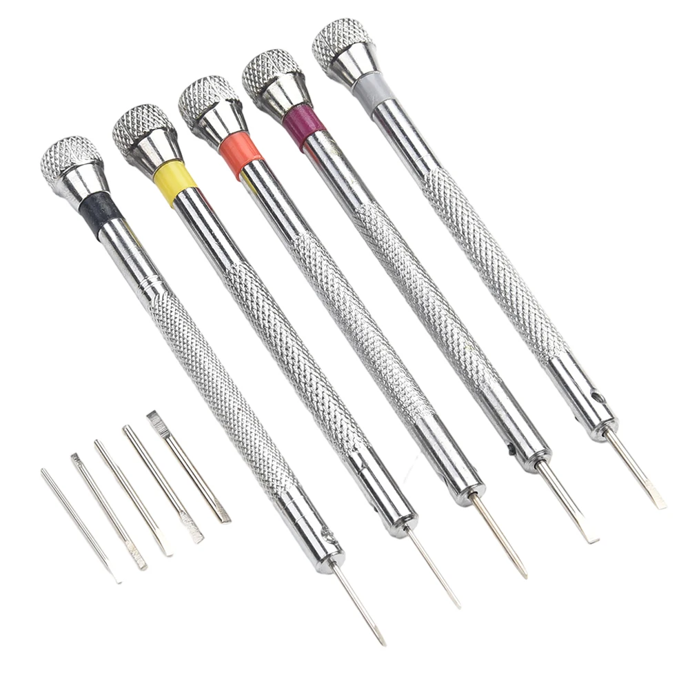 

5pcs/set 0.8-1.6mm Steel Screwdriver For Watch Repairing Portable Watch Tools Band Removal With Mini Link Pins Watchmaker Tools