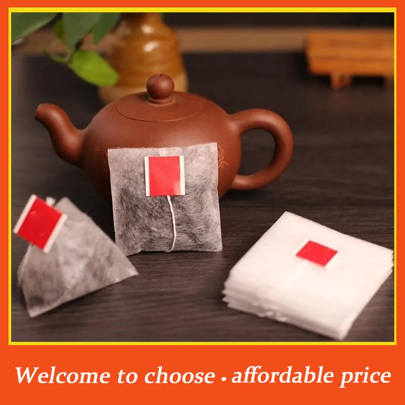 {}100Pcs Degradable Corn Fiber Heat-sealable Empty Tea Bags With String Filter Paper Teabags Disposable Transparent Teabags