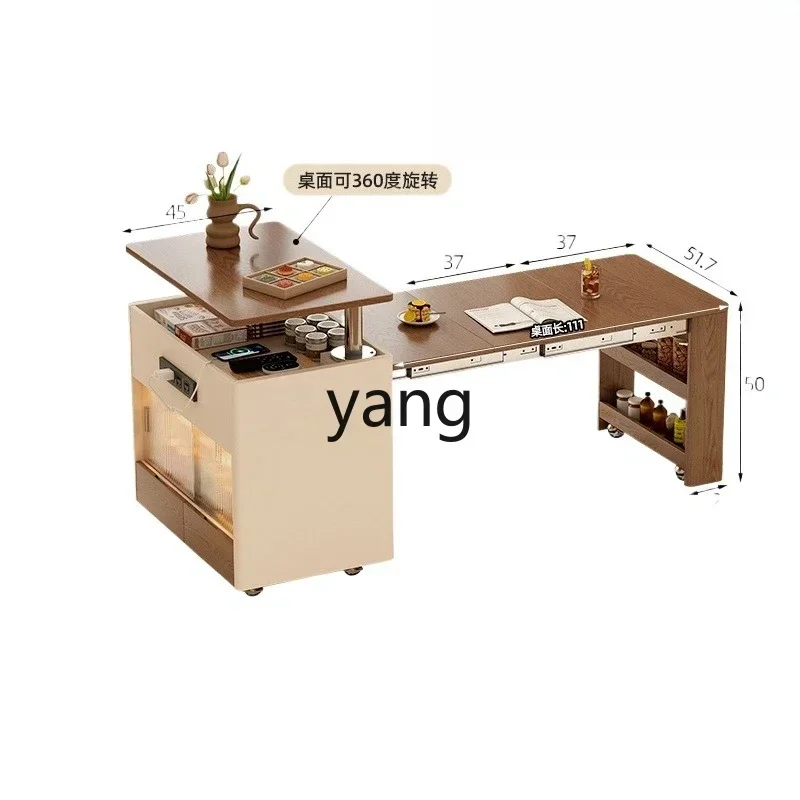 LTT French medieval style removable folding sofa side side side cabinet living room rotating lifting table