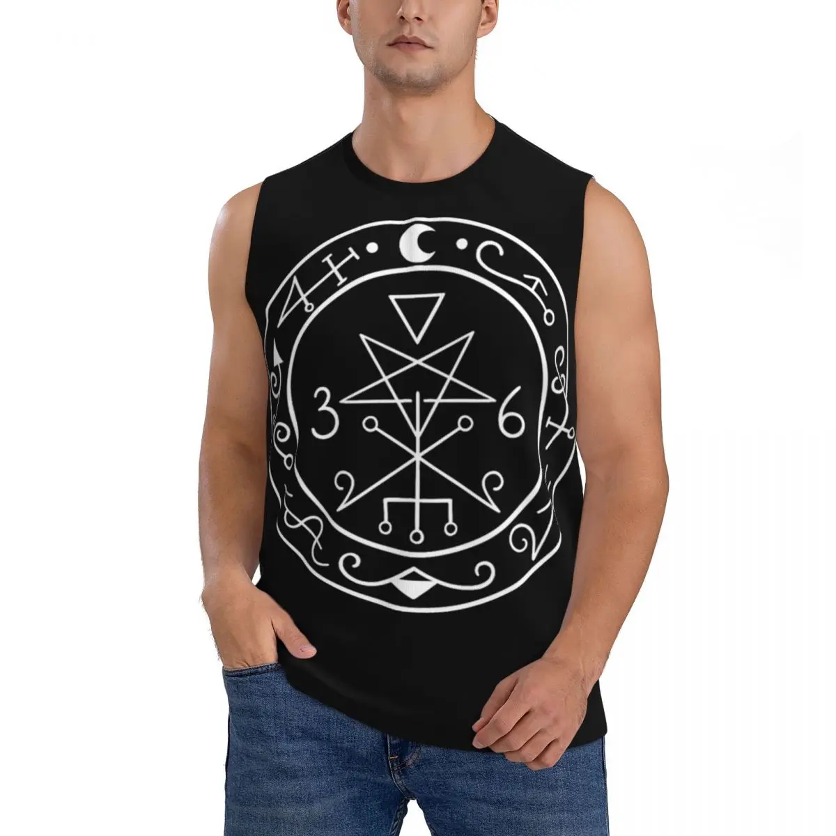 Lilith Sigil Men Sleeveless Tank Tops Quick Dry Breathable Gym Fitness Running Summer Casual Sport Vest