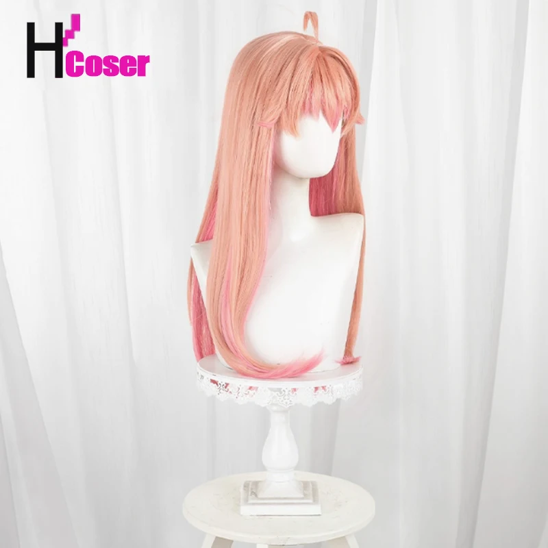 Anime Witch Watch Nico Wakatsuki Cosplay Wig Collar Necklace Gradient Pink Long Hair Halloween Party for Women Girls Carnival Pr