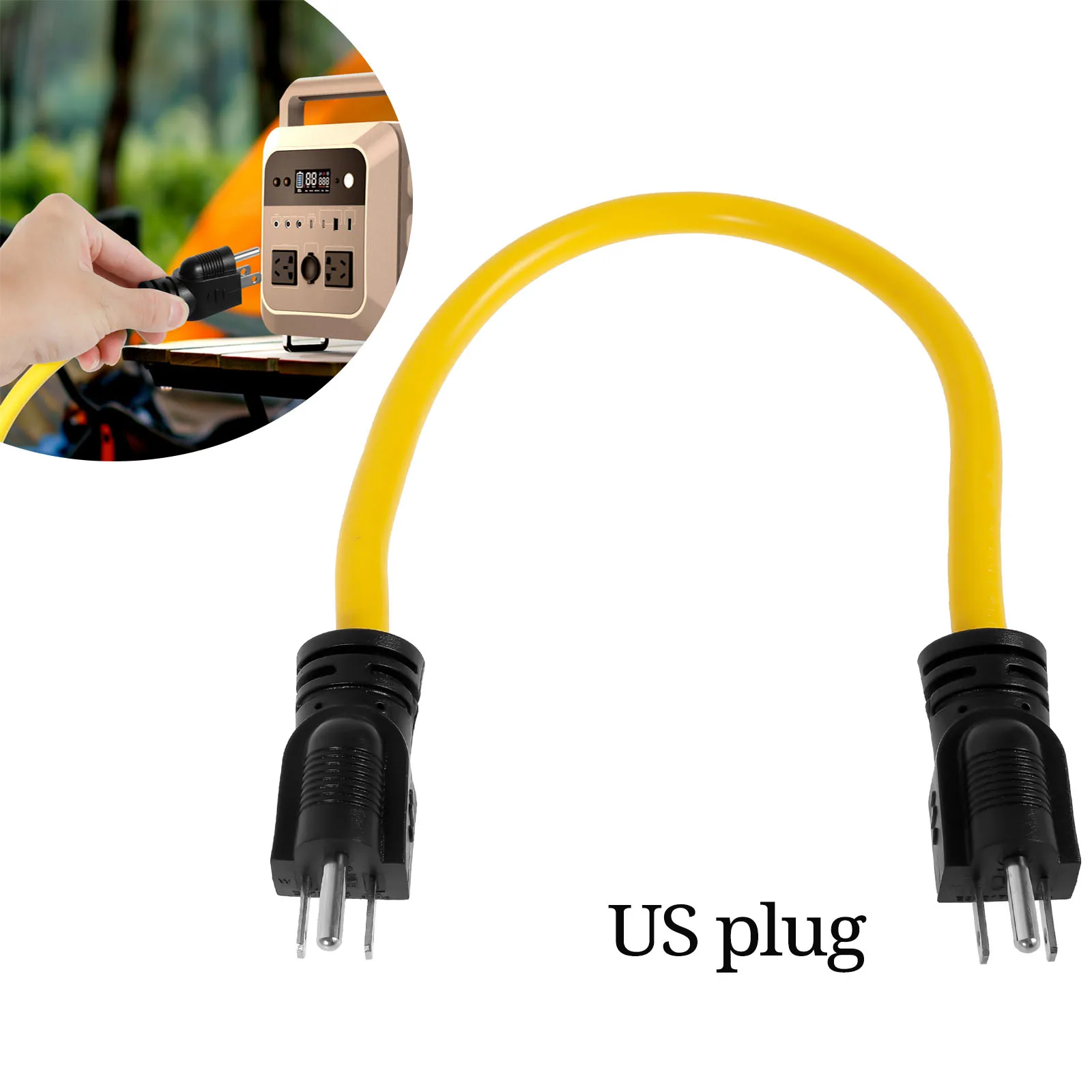 3 Prong Double Male Adapter Male to Male 5-15P Extension Cord 12AWG 125V US Plug Generator Cord for Transfer Switch Extension