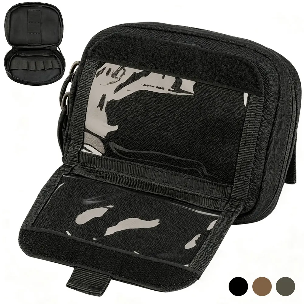 Tactical Detachable Map Pouch Flip Cover with Card Layer MOLLE Mounted Nylon Storage Bag For Hiking Hunting Patrol Map Organizer