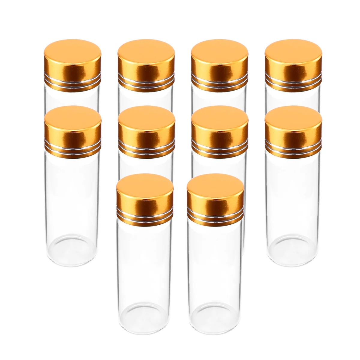 

10Pcs Electroplated Gold Lid Glass Bottles Airtight Transparent Containers for Cosmetics Travel Mini Storage Bottles Essential