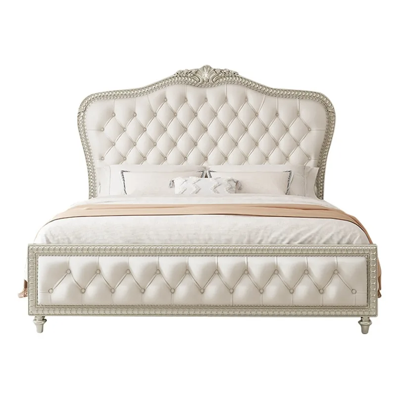 

American light luxury solid wood bed double with soft bag