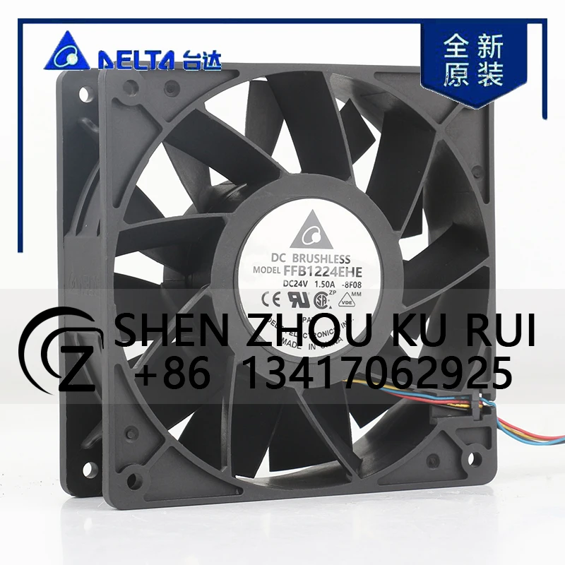 دلتا 12 فولت 48 فولت DC24V 1.50A التيار المتناوب EC 12038 120x120x38 مللي متر 12 سنتيمتر مزدوجة الكرة ارتفاع حجم الهواء العاكس العاكس FFB1224EHE-8F08 مروحة التبريد