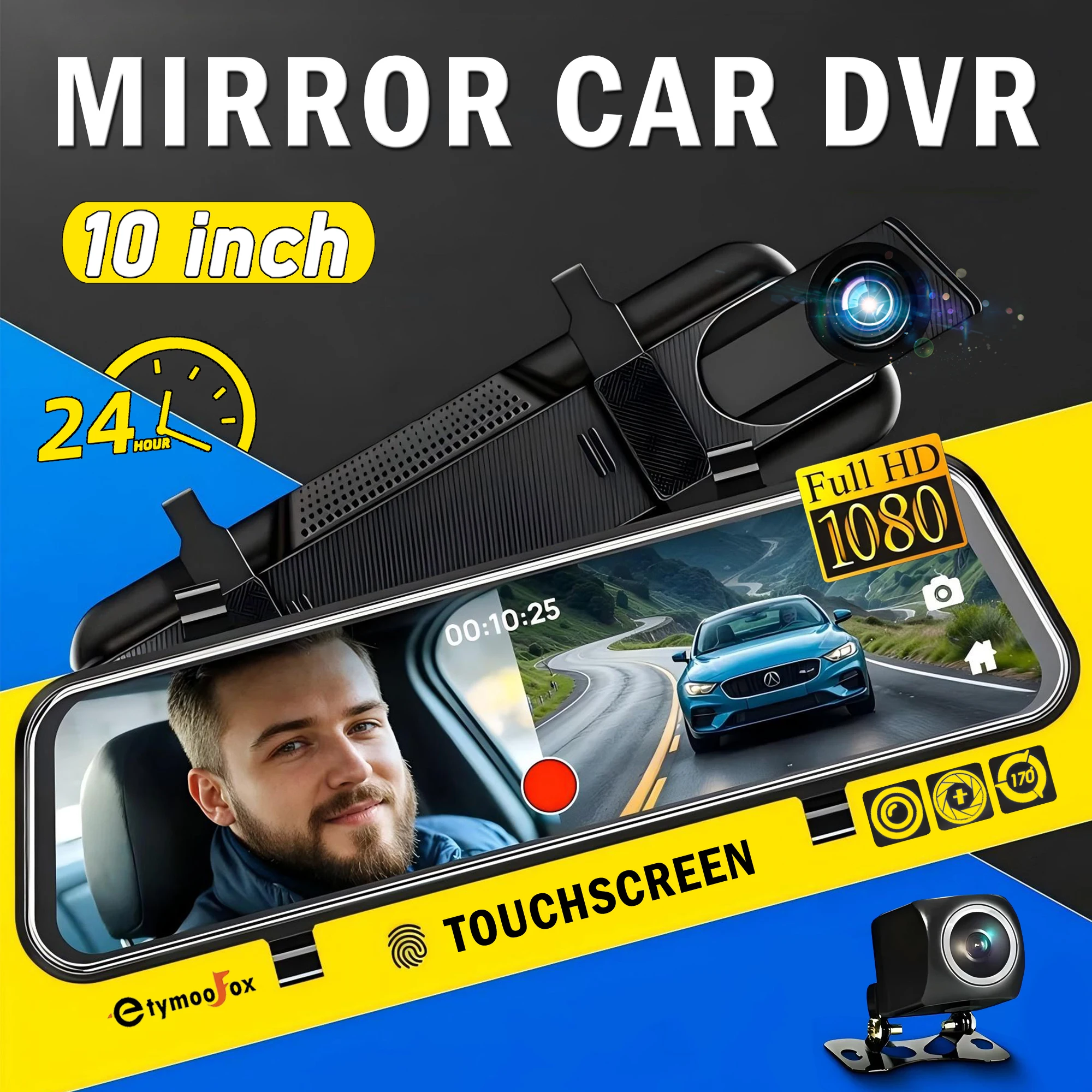 

Dashcam DVR Mirror 1080P Dual Lens Black Box Car camera in the mirror Touch Screen Video Recorder electronic car accessories