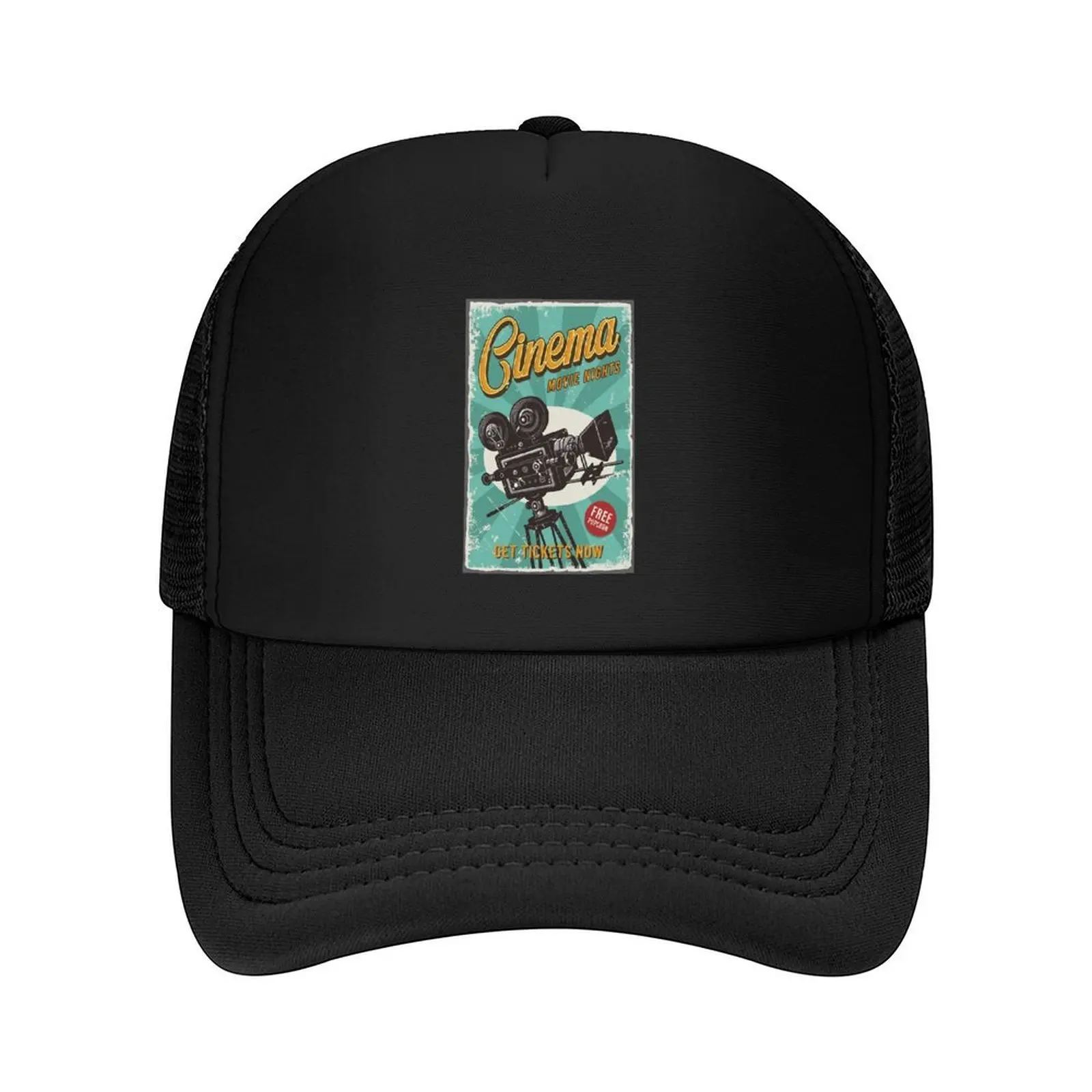

Movie Nights Retro Cinema Ticket Baseball Cap Horse Hat custom caps Sunscreen black Boy Child Women's