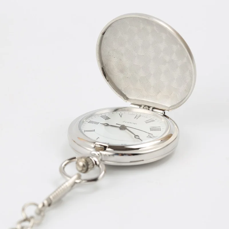 Vintage Luxury Sliver Gold Black Simple Quartz Pocket Watch for Men Golden Case Fob Chain Clock for Collection Necklace Watches