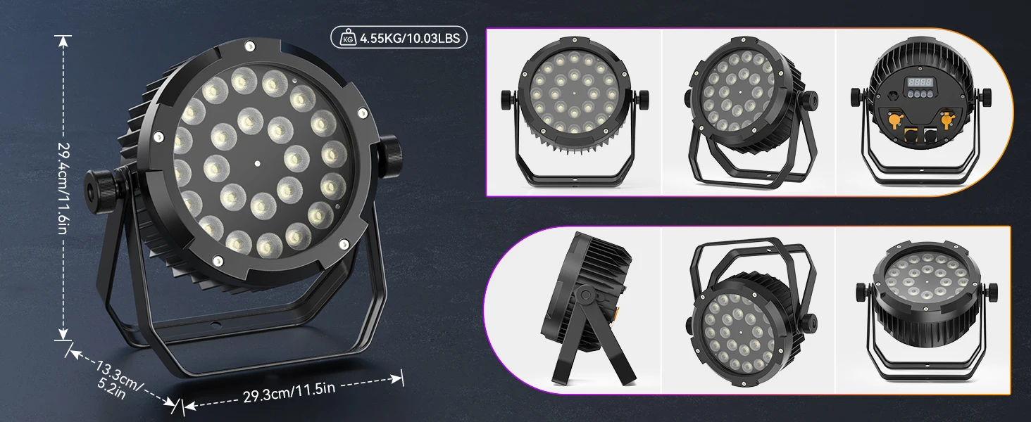 U'King 4PCS RGBWA + UV 6IN1 Par Licht Wasserdicht 24x15W LED Bühne Licht DMX512 Strobe wirkung DJ Licht für Disco Party Leistung – Detail 8