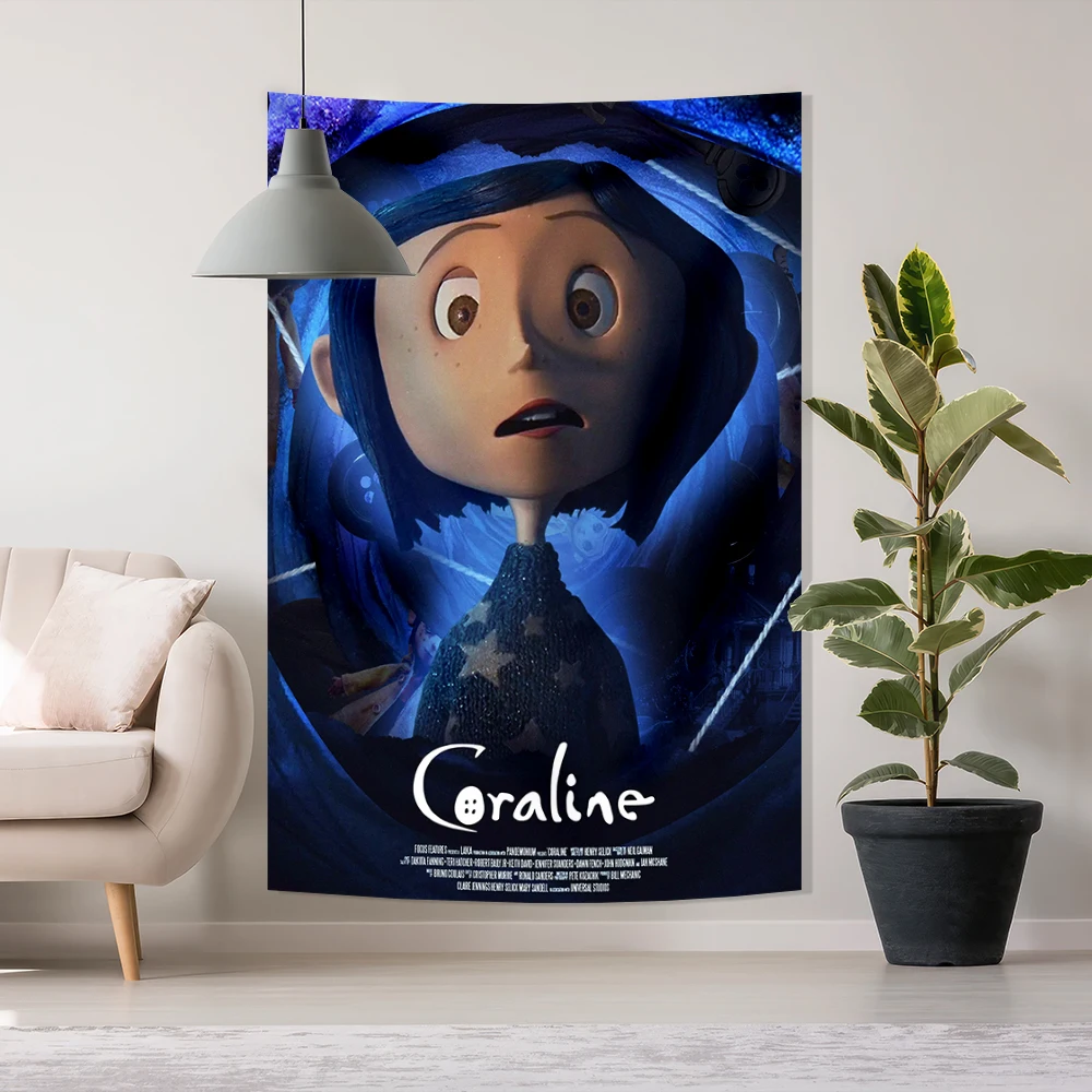 Coraline Decorate Room Tapestry Wall Decoration Aesthetic Bedroom Sofa Blanket Polyester