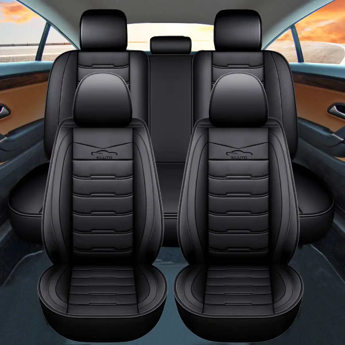 For 5-Seats 11PC Leather Car Seat Covers Universal Auto SUV Trucks Van Seats Cover 5D For BMW For VW Golf for Peugeot for Nissan