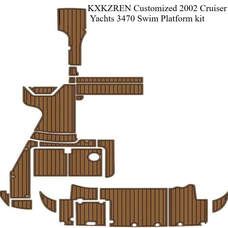 

KXKZREN Customized 2002 Cruiser Yachts 3470 Swim Platform Kit EVA Boat EVA Faux Teak Vehicle Pad Self-adhesive Yacht Deck Sheet