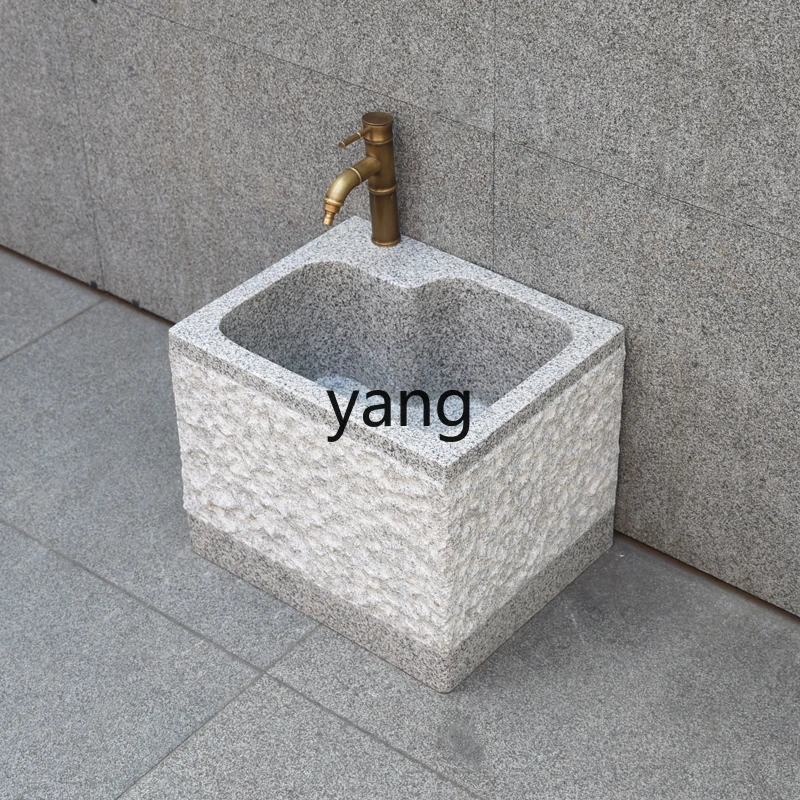 

LTT natural marble mop pool courtyard wash basin integrated retro mop