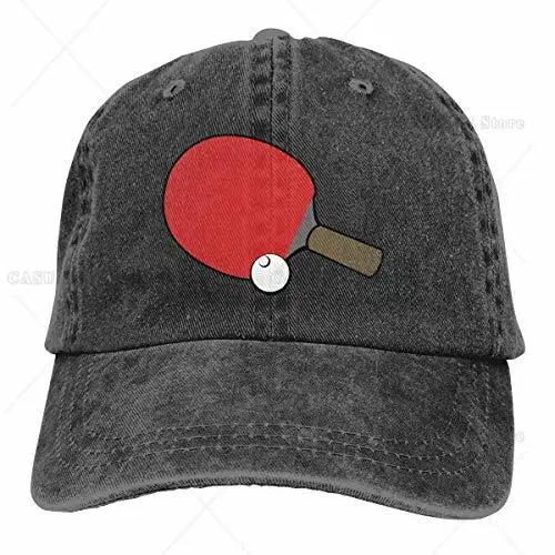 Pinpong Women Mens Adjustable Baseball Cap Table Tennis Denim Fabric Snapback Solid Hat