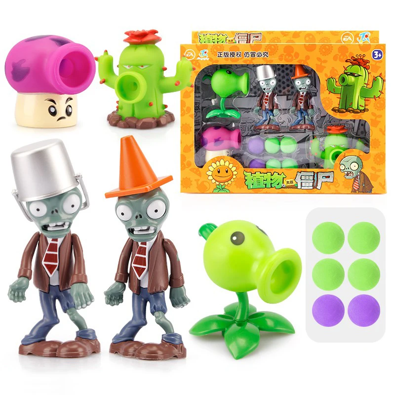 Plants Vs Zombies 5 Style Toy Set Peashooter Coconut Cannon Cost-effective Toys Genuine Game Scene Game Figures Model Kid Gift